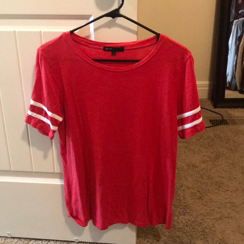 Gibson Stripe Sleeve Cotton Blend Athletic Tee
